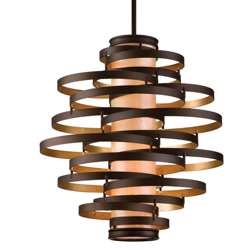 Corbett Vertigo Chandelier in BRONZE AND GOLD LEAF Finish Model: 113-44-BRL/GL
