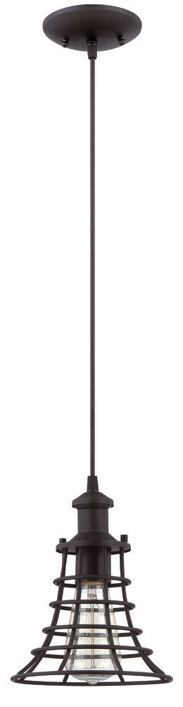 Craftmade 1 Light Mini Pendant With Wire Cage in Matte Black Finish Model: P350MBK1