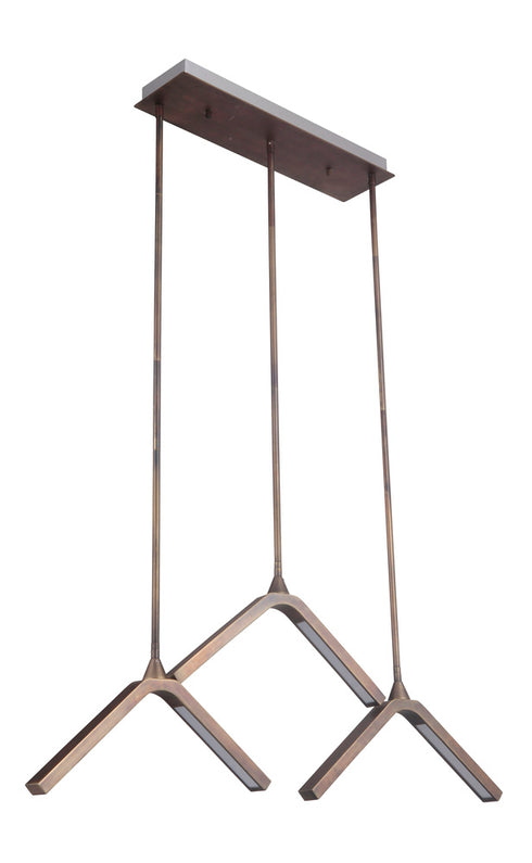 Craftmade 3 Light LED Mini Pendant With Rod in Patina Aged Brass Finish Model: P775PAB3-LED