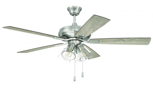 Craftmade 52 Inch Eos Clear 4 Light in Brushed Polished Nickel With Brushed Nicke Greywood Blades Model: ECF104BNK5-BNGW