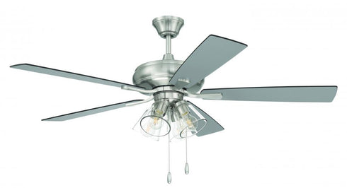Craftmade 52 Inch Eos Clear 4 Light in Brushed Polished Nickel With Brushed Nicke Greywood Blades Model: ECF104BNK5-BNGW
