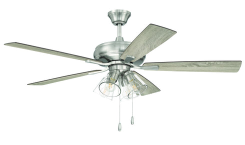 Craftmade 52 Inch Eos Clear 4 Light in Brushed Polished Nickel With Driftwoo Walnut Blades Model: ECF104BNK5-DWWLN