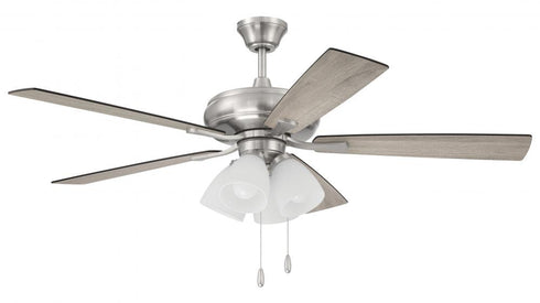 Craftmade 52 Inch Eos Frost 4 Light in Brushed Polished Nickel With Brushed Nicke Greywood Blades Model: ECF114BNK5-BNGW