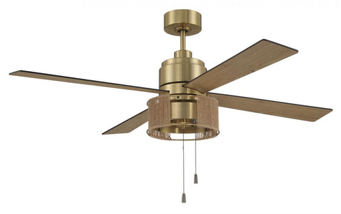 Craftmade 52 Inch Kensey in Satin Brass With Flat Blac Natural Oak Blades Model: KNS52SB4