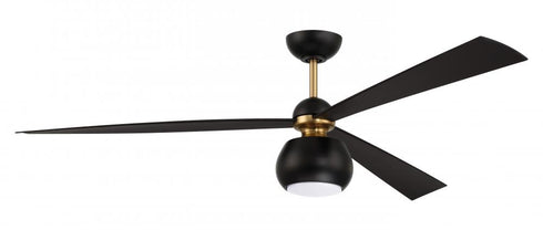 Craftmade 60 Inch Otto in Flat Blac Satin Brass With Flat Black Blades in Flat Black / Satin Brass Finish Model: OTT60FBSB3