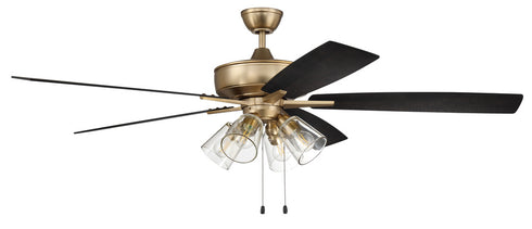 Craftmade 60 Inch Super Pro 104 Inch in Satin Brass With Black Walnu Flat Black Blades Model: S104SB5-60BWNFB