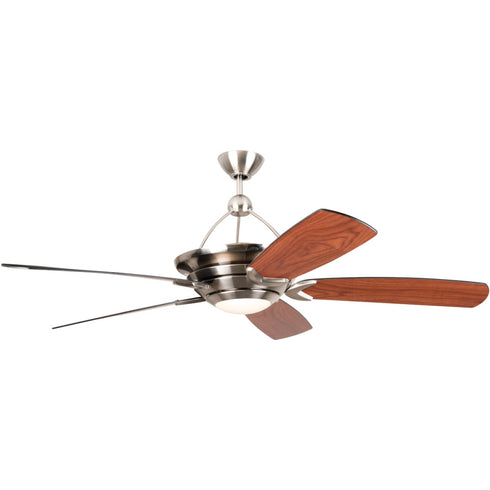 Craftmade 60 Inch Vesta in Brushed Polished Nickel With Flat Blac Walnut Blades Model: VS60BNK5-LED