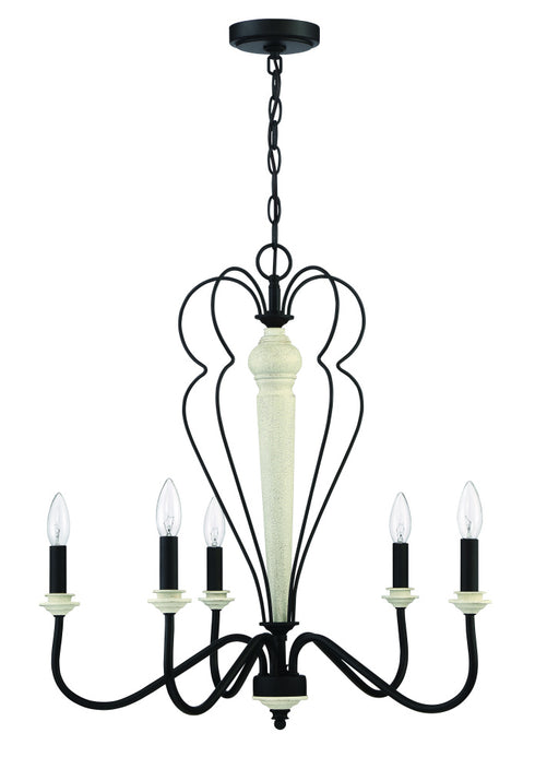 Craftmade Anna 5 Light Chandelier in Cottage Whit Espresso in Cottage White Espresso Finish Model: 52525-CWESP