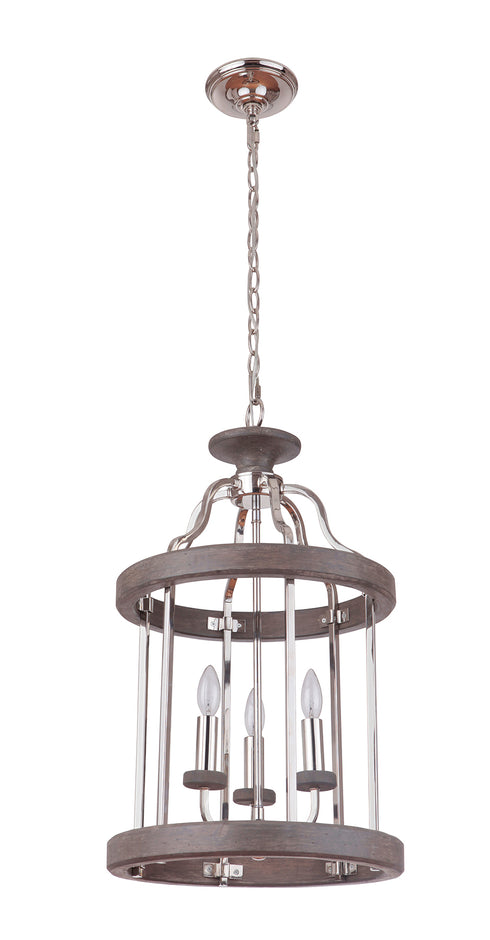 Craftmade Ashwood 3 Light Foyer in Polished Nicke Greywood Finish Model: 36533-PLNGRW