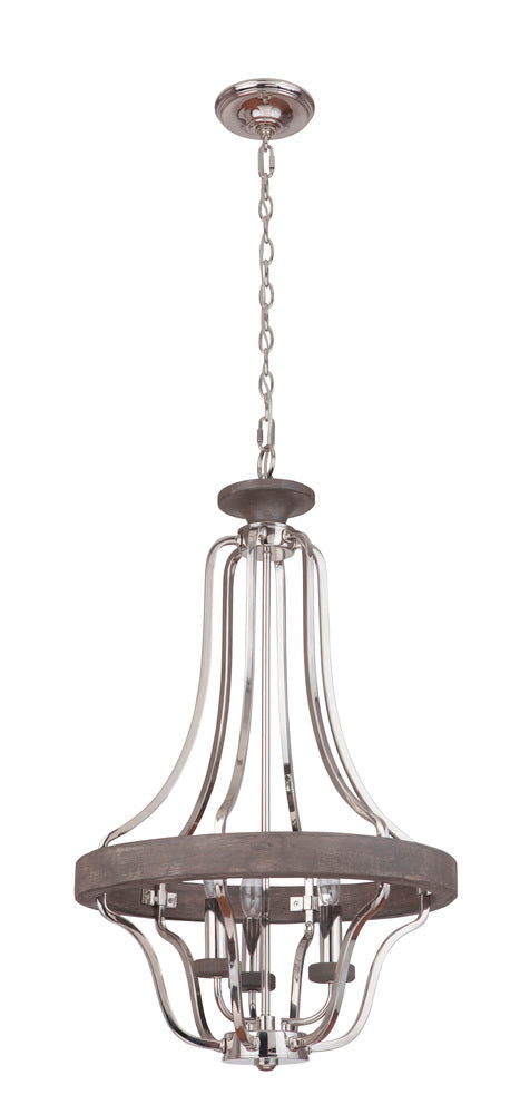 Craftmade Ashwood 3 Light Pendant in Polished Nicke Greywood Finish Model: 36543-PLNGRW
