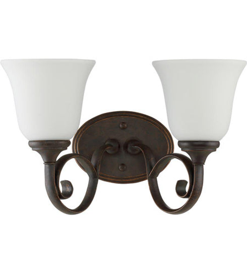 Craftmade Barrett Place 2 Light Vanity in Mocha Bronze (White Glass) Model: 24202-MB-WG