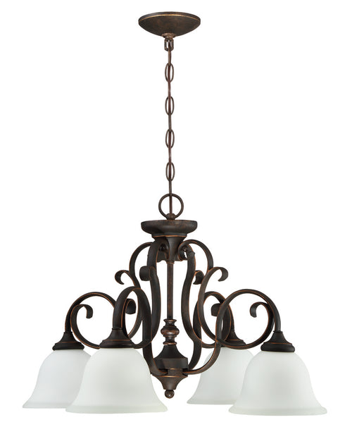 Craftmade Barrett Place 4 Light Down Chandelier in Mocha Bronze Finish Model: 24224-MB-WG