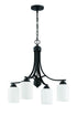 Craftmade Bolden 4 Light Chandelier in Brushed Polished Nickel (White Glass) Model: 50524-BNK-WG