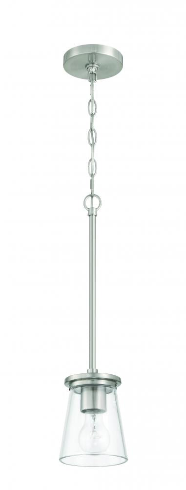 Craftmade Connell 1 Light Mini Pendant in Brushed Polished Nickel Model: 60491-BNK