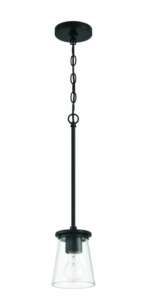 Craftmade Connell 1 Light Mini Pendant in Flat Black Model: 60491-FB