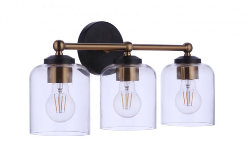 Craftmade Coppa 3 Light Vanity in Flat Blac Satin Brass in Flat Black / Satin Brass Finish Model: 18719FBSB3