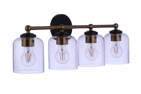 Craftmade Coppa 4 Light Vanity in Flat Blac Satin Brass in Flat Black / Satin Brass Finish Model: 18726FBSB4