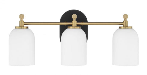 Craftmade Council 3 Light Vanity in Flat Blac Satin Brass in Flat Black / Satin Brass Finish Model: 60303-FBSB
