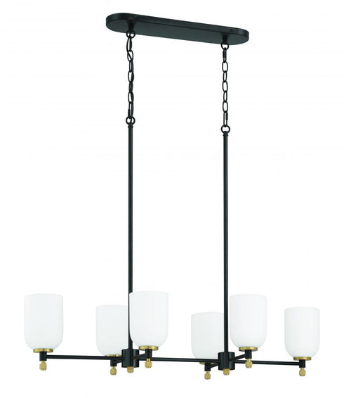 Craftmade Council 6 Light Island in Flat Blac Satin Brass in Flat Black / Satin Brass Finish Model: 60376-FBSB