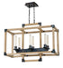 Craftmade Cubic 6 Light Linear Chandelier in Fired Stee Natural Wood Finish Model: 41526-FSNW