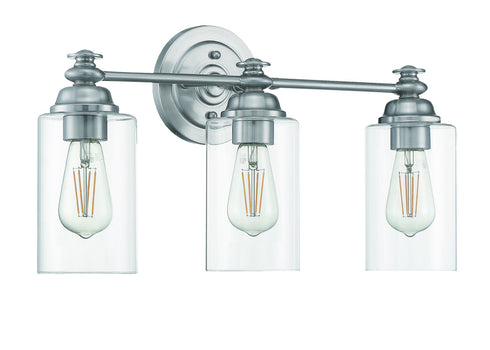 Craftmade Dardyn 3 Light Vanity in Brushed Polished Nickel (Clear Glass) Model: 49803-BNK-C