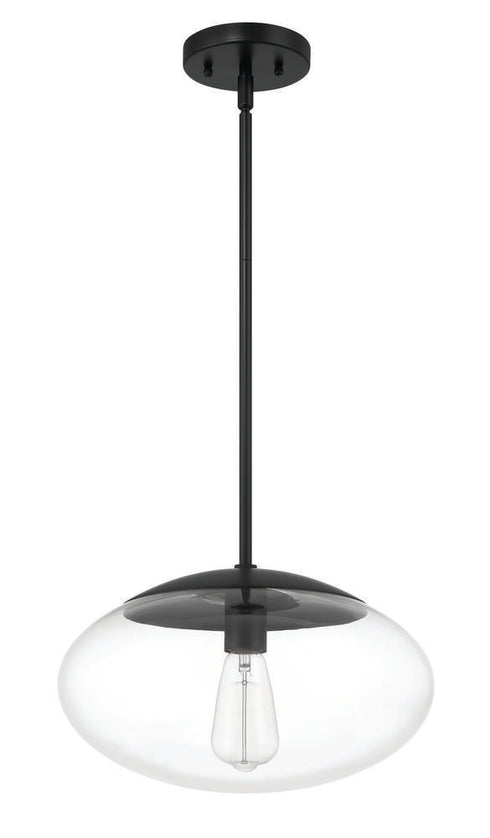 Craftmade Gaze 14 Inch 1 Light Oval Pendant in Flat Black Model: 56894-FB