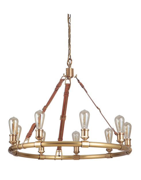 Craftmade Huxley - Gallery 9 Light Chandelier in Vintage Brass Finish Model: 48129-VB