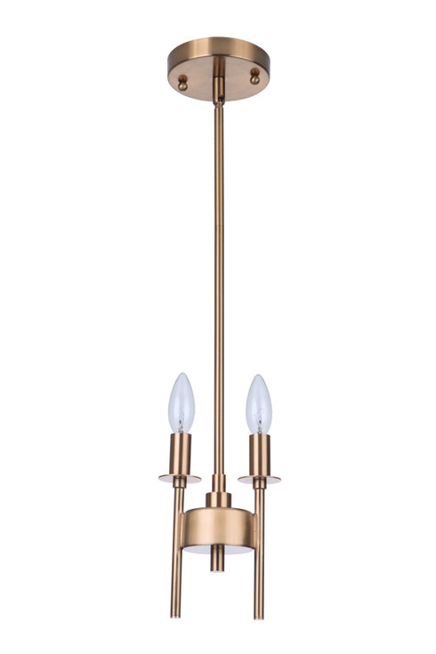 Craftmade Larrson 2 Light Mini Pendant in Brushed Polished Nickel Model: 54392-BNK
