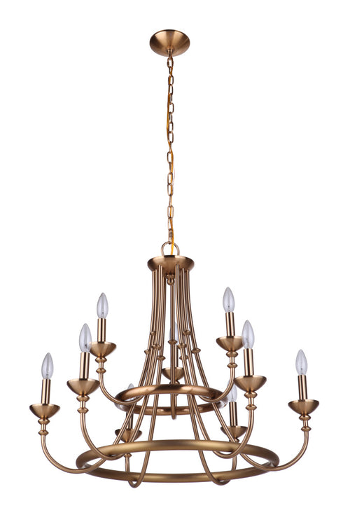 Craftmade Marlowe 9 Light Chandelier in Satin Brass Model: 53729-SB