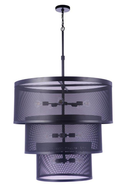 Craftmade Mesh 12 Light Pendant in Flat Black Model: 58992-FB