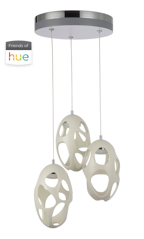 Craftmade Ovale 3 Light LED Chandelier With Integrated hue technology in White Finish Model: 47993-W-HUE