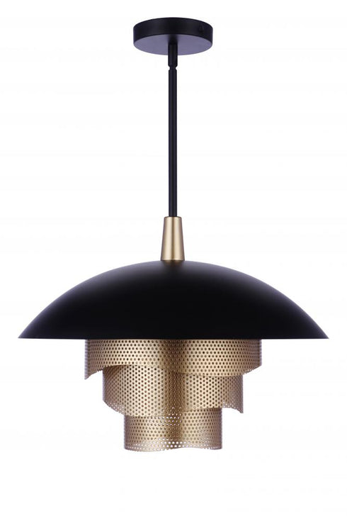 Craftmade Sculptural Statement Pendants 19 Diameter Sculptural Statement Dome Pendant with Perforated Metal Shades in Flat Blac Matte Gold in Flat Black / Matte Gold Finish Model: P1010FBMG-LED