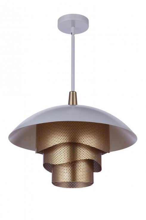 Craftmade Sculptural Statement Pendants 19 Diameter Sculptural Statement Dome Pendant with Perforated Metal Shades in Flat Blac Matte Gold in Flat Black / Matte Gold Finish Model: P1010FBMG-LED