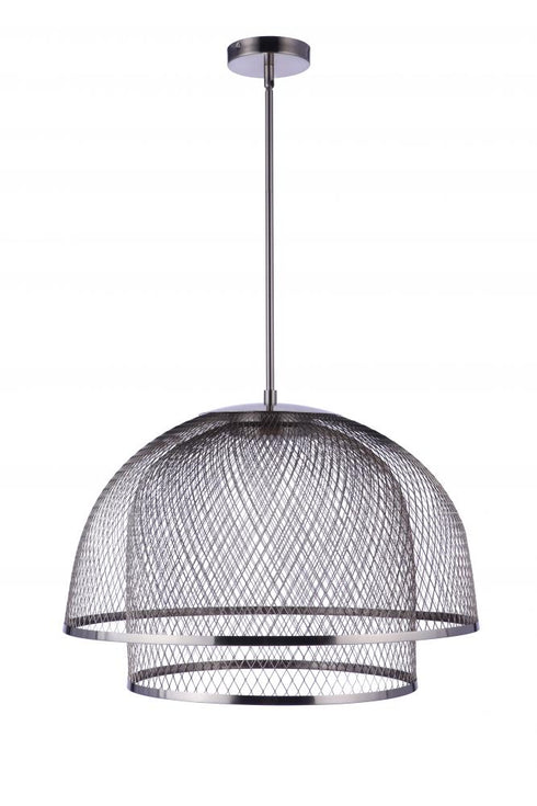 Craftmade Sculptural Statement Pendants 24.25 Inch Diameter Sculptural Statement Metal Mesh Dome 2 Shade Pendant in Brushed Polished Nickel Model: P1006BNK-LED
