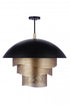 Craftmade Sculptural Statement Pendants 31.25 Dia Sculptural Statement Dome Pendant with Perforated Metal Shades in Flat Blac Matte Gold in Flat Black / Matte Gold Finish Model: P1011FBMG-LED
