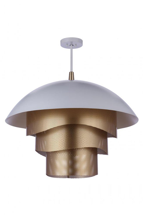 Craftmade Sculptural Statement Pendants 31.25 Dia Sculptural Statement Dome Pendant with Perforated Metal Shades in Flat Blac Matte Gold in Flat Black / Matte Gold Finish Model: P1011FBMG-LED