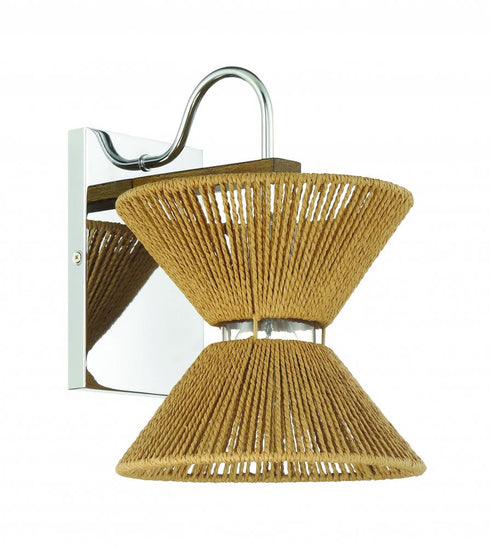 Craftmade Serena 1 Light Wall Sconce in Chrome Walnut in Chrome / Walnut Finish Model: 58561-CHWAL
