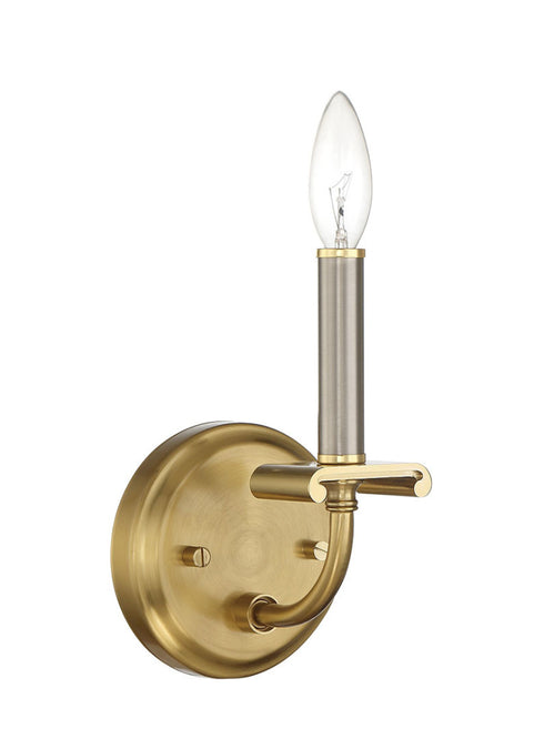 Craftmade Stanza 1 Light Wall Sconce in Brushed Polished Nicke Satin Brass in Brushed Polished Nickel Satin Brass Finish Model: 54861-BNKSB