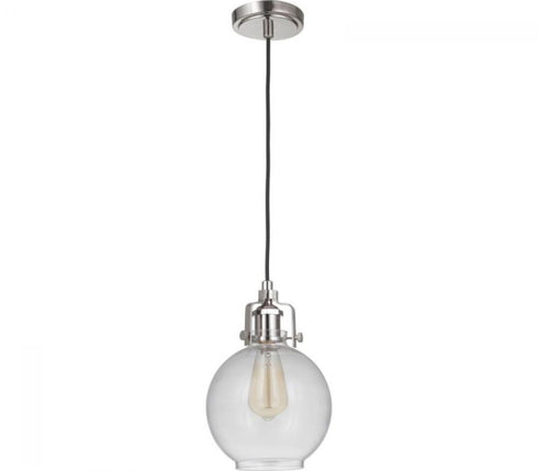 Craftmade State House 1 Light Clear Ribbed Mini Pendant in Polished Nickel Model: P832PLN1-C