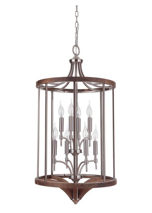 Craftmade Tahoe 8 Light Foyer in Brushed Nicke Whiskey Barrel Finish Model: 40338-BNKWB