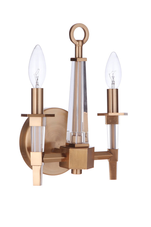 Craftmade Tarryn 2 Light Wall Sconce in Satin Brass Model: 53262-SB