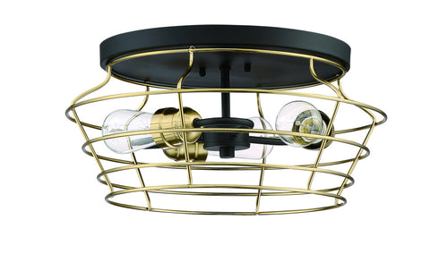 Craftmade Thatcher 3 Light Flushmount in Flat Blac Brushed Polished Nickel in Flat Black Brushed Polished Nickel Finish Model: 50683-FBBNK
