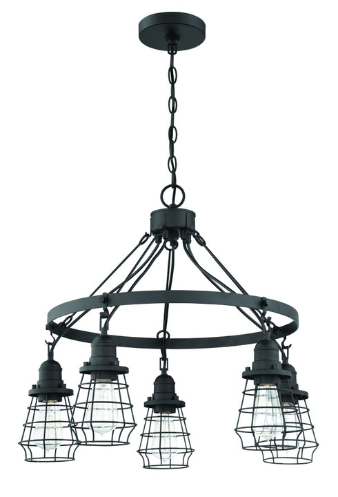 Craftmade Thatcher 5 Light Chandelier in Flat Black Model: 50625-FB