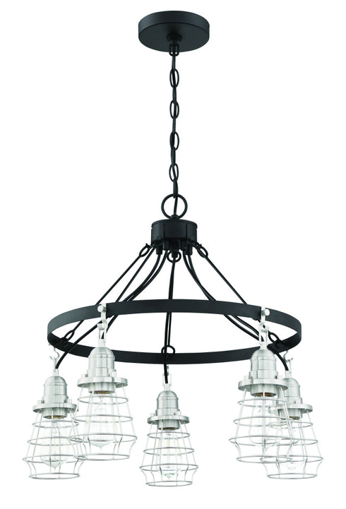 Craftmade Thatcher 5 Light Chandelier in Flat Black Model: 50625-FB