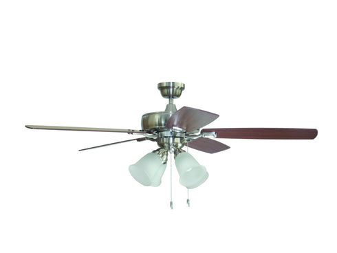 Craftmade Twist N Click 4 Light 52 Inch Fan With Blades & LED Light Kit (Express Install) in Brushed Polished Nickel Finish Model: TCE52BNK5C4-C