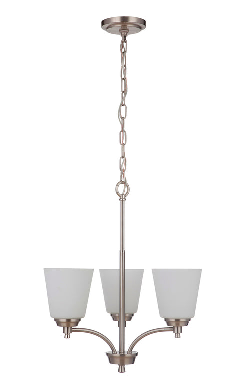 Craftmade Tyler 3 Light Chandelier in Brushed Polished Nickel Finish Model: 50223-BNK-WG