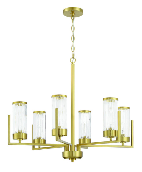 Craftmade Whittley 6 Light Chandelier in Satin Brass Finish Model: 60126-SB