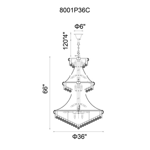 CWI Lighting Empire 34 Light Down Chandelier With in Chrome Finish Model: 8001P36C