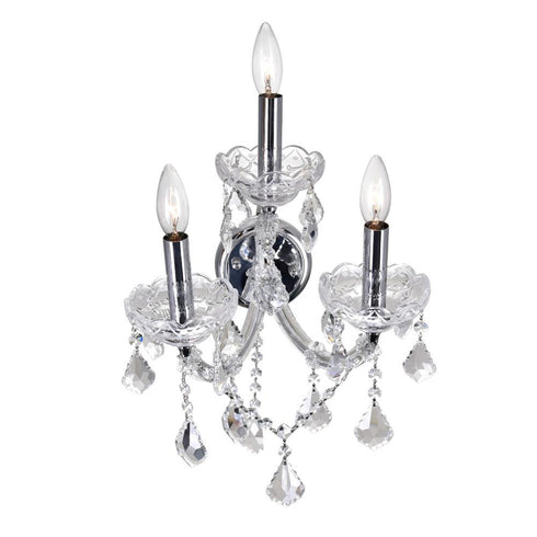 CWI Lighting Maria Theresa 3 Light Wall Sconce With in Chrome Finish Model: 8318W12C-3 (Clear)