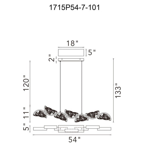 CWI Lighting Moon Integrated LED in Black Chandelier Model: 1715P54-7-101